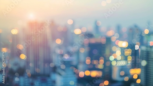 Abstract blur city estate building in morning view background Cityscape skyline from top office window view Blurred outside bokeh real architecture modern company construction town mor : Generative AI photo
