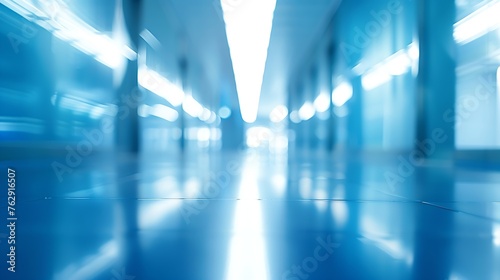 abstract blurred of hospital corridor blue color background concept   Generative AI