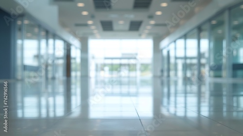 blurred for background office building interior empty hall in the modern office building empty open space office panoramic windows and beautiful lighting : Generative AI