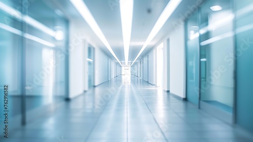 Blurred view of empty corridor in company : Generative AI