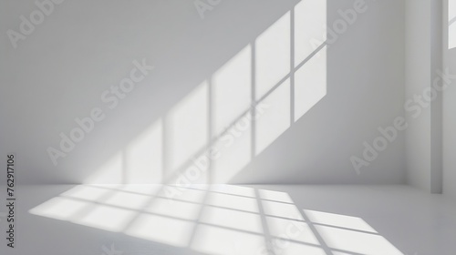 Window natural shadow overlay effect on white texture background for overlay on product presentation backdrop and mockup summer seasonal concept : Generative AI