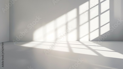 Abstract white studio background for product presentation Empty gray room with shadows of window Display product with blurred backdrop : Generative AI