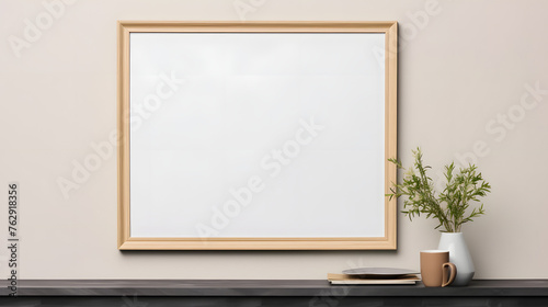 Frame mockup in minimalist decorated interior background, 3d render