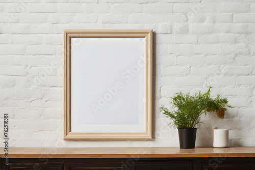 Frame mockup in minimalist decorated interior background, 3d render © master graphics 