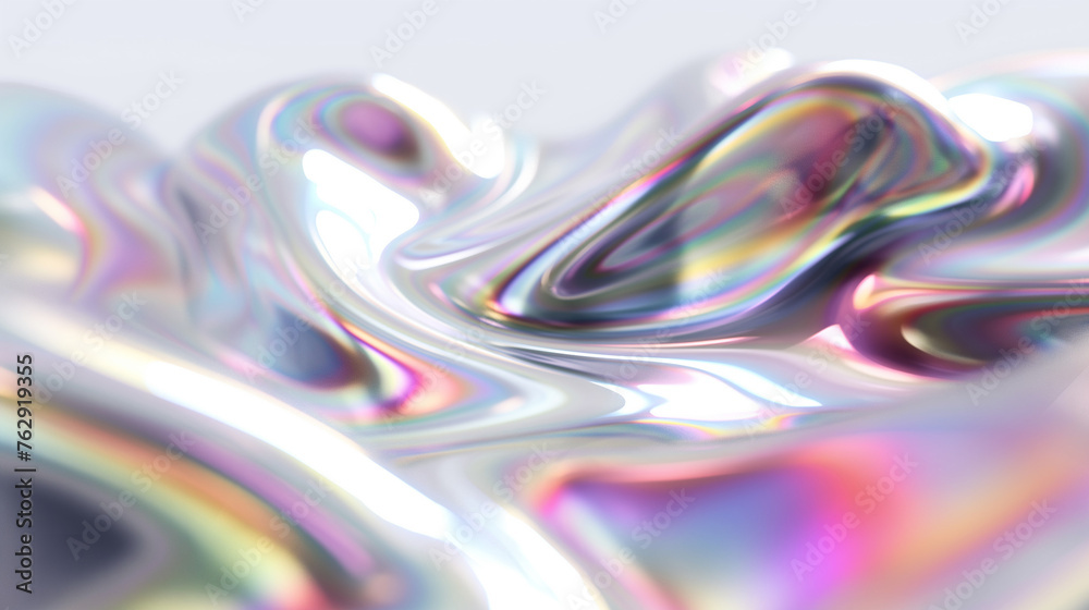 Abstract Holographic Gradient Background with Iridescent Liquid Shapes and Vibrant Metallic Colors for Design and Creative Projects