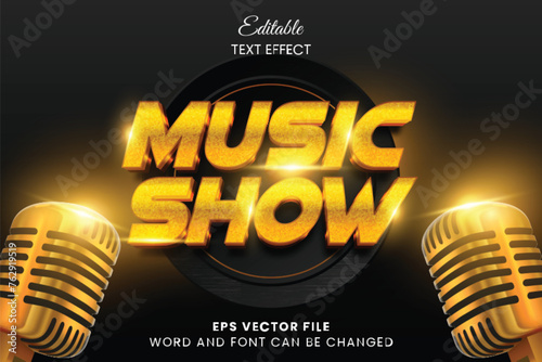 Music show luxury golden 3d editable vector text effect