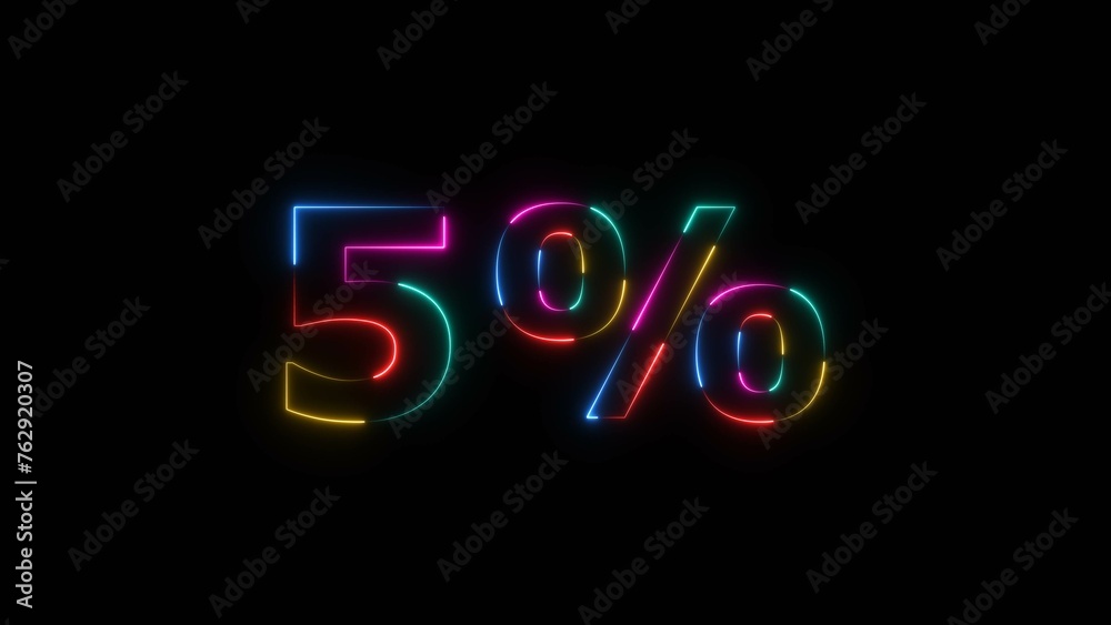 Abstract neon number 5% off big offer sale background illustration. Abstract neon number 5% off big offer sale background illustration.