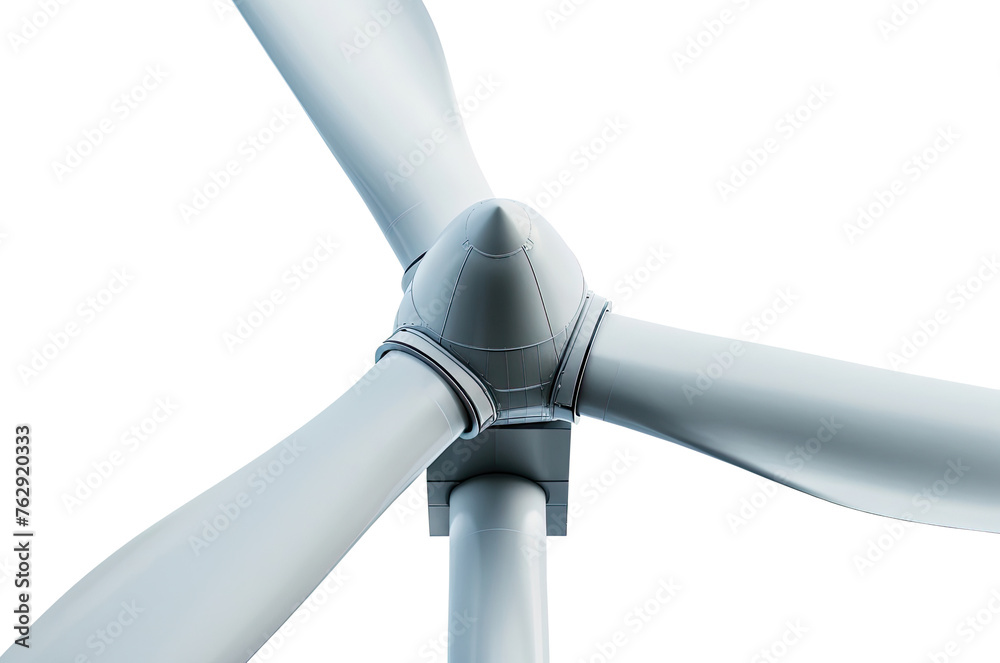 Close-up of wind turbine isolated on transparent background - obrazy, fototapety, plakaty 