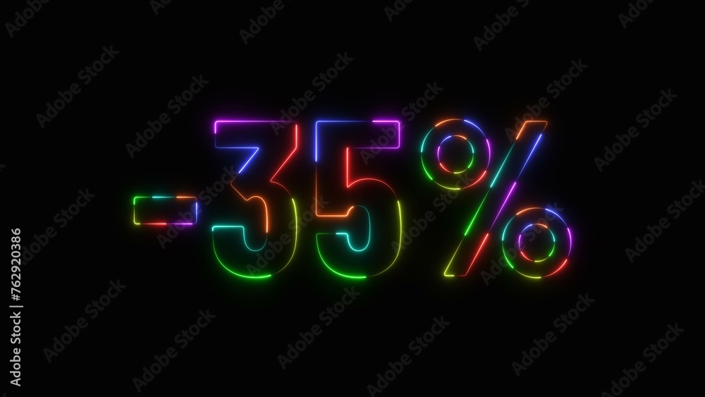 Abstract neon number 35% off big offer sale background illustration. Abstract neon number 35% off big offer sale background illustration.