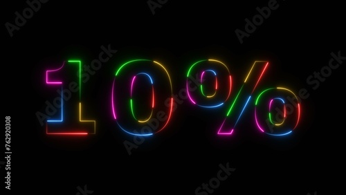 Abstract neon number 10% offer sale background illustration.
