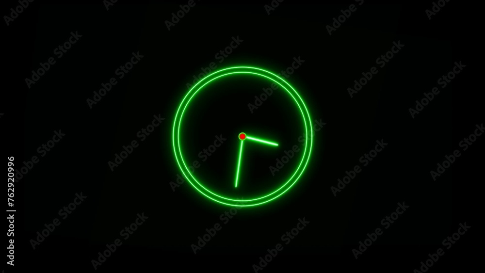 Abstract beautiful neon clock icon illustration background . Abstract beautiful neon clock icon illustration background .