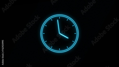 Abstract beautiful neon clock icon illustration background .