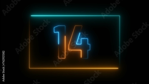 Neon countdown number 0 to 100 digit background illustration. 