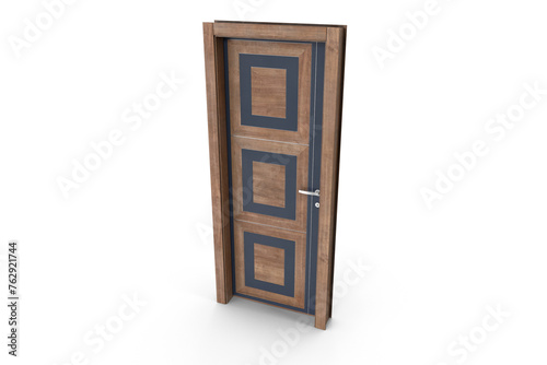 wooden door isolated on white