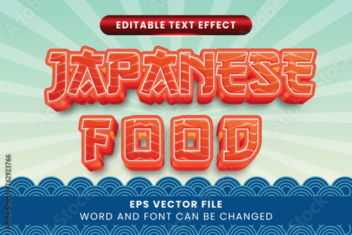 Japanese food editable vector text effect. Sushi text style