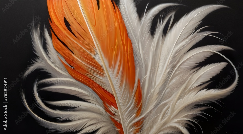 Fototapeta premium white feather on black background