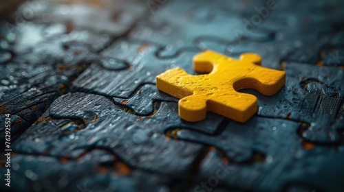 Bright yellow puzzle piece breaks the monotony with a call to innovate
