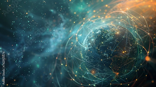 Explore the concept of the noosphere in your artwork, representing the interconnectedness of human consciousness and technology, minimalist