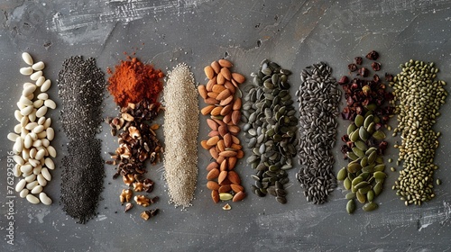 A diverse selection of superfoods seeds photo