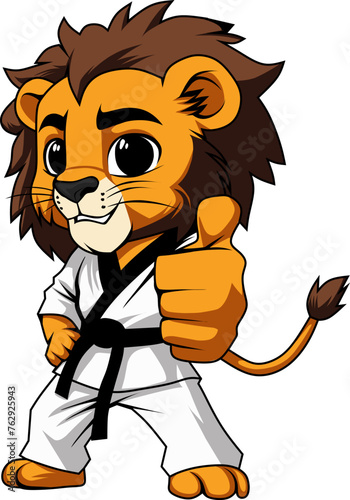 Martial arts karate lion logo thumbs up vector designs