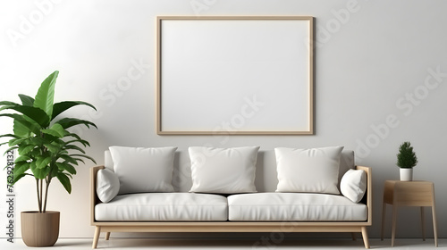 Frame mockup in modern classic living room interior background, no text
