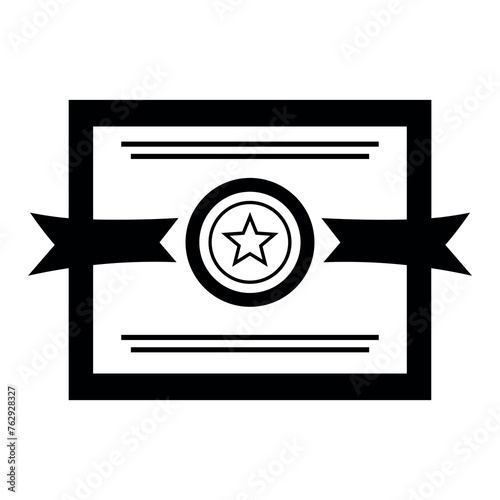 black vector certificate icon on white background