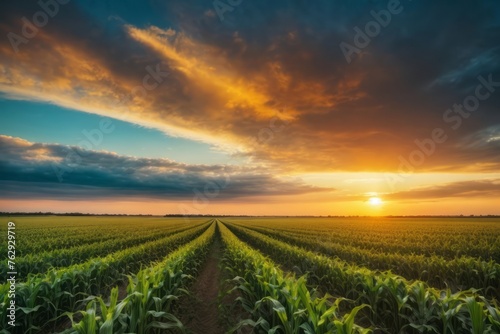 corn field with sunset background