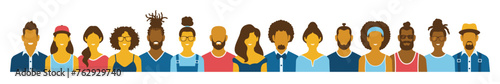 Diverse group of teens, young and middle aged adults from generation x, y and gen z. Perfect for horizontal web banner or header