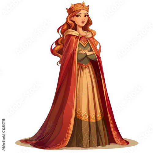 Princess in a cloak. Illustration On The Theme Of History And Comics, Cartoon And Man. Generative AI © MICHAEL KUK