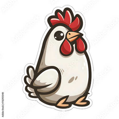 Cartoon chicken sitting cute sticker | High Quality | Transparent PNG	