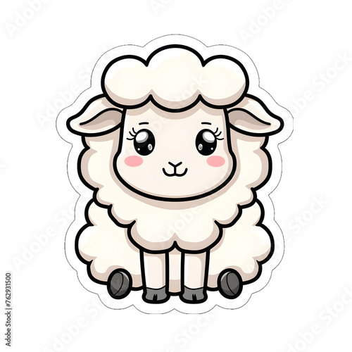 Cartoon sheep sitting cute sticker   High Quality   Transparent PNG 