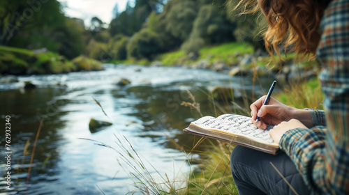 Young Woman Writing in Her Journal.