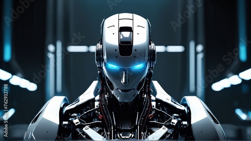 futuristic robot, ai robot thinking, robot android head, humanoid head, portrait cyborg, 8k © P.W-PHOTO-FILMS
