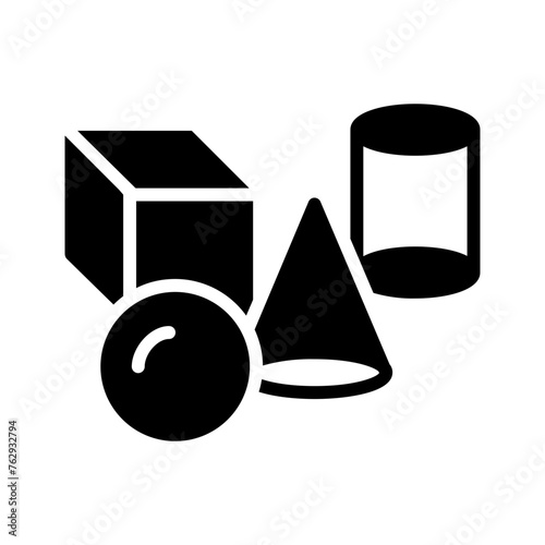 Vector solid black icon for 3d figure