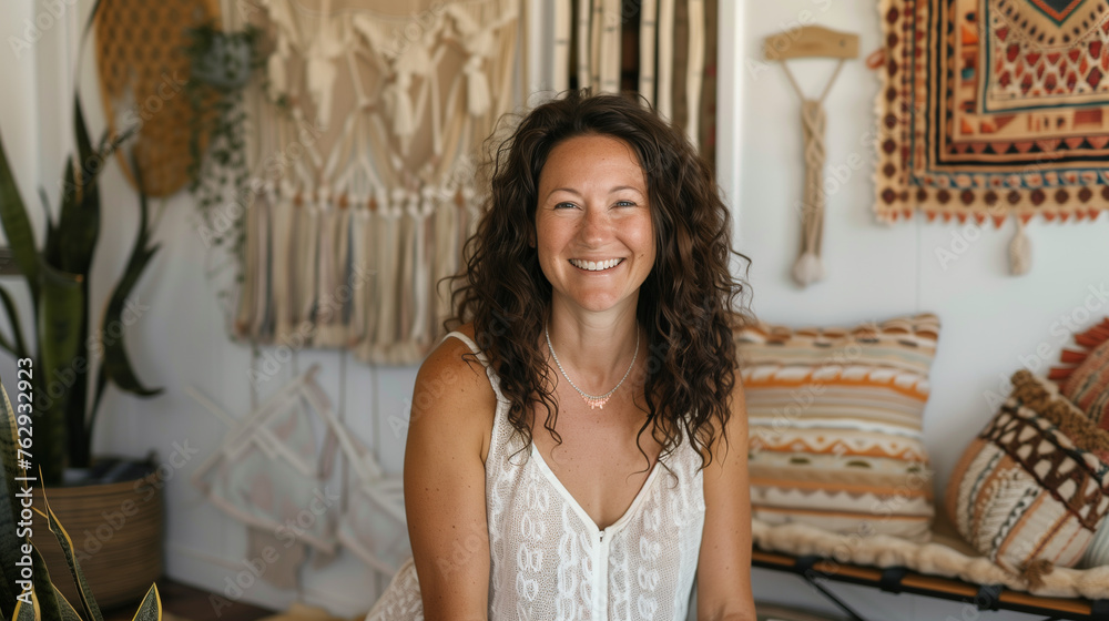 Fototapeta premium Radiant Somatic Therapist in Her Studio.