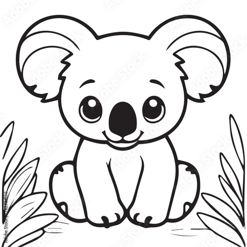   Vector koalablack line illustration design