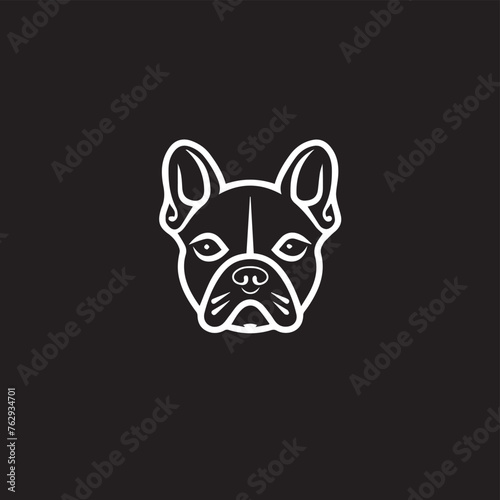 Französische Bulldogge Kopf, einfaches Logo, KI generiert