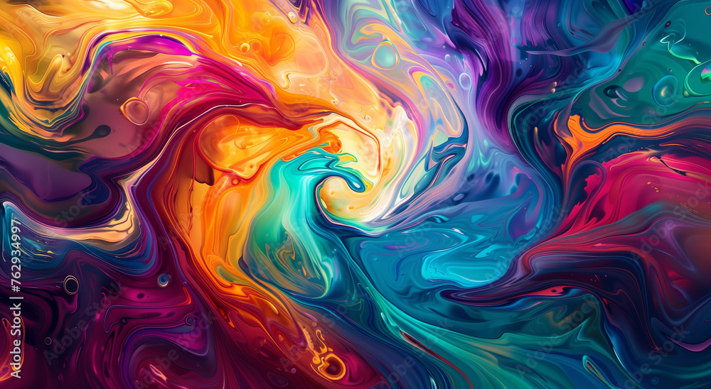 Swirling Vortex of Colors in Abstract Acrylic Digital Painting.