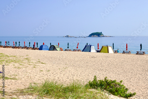 Picnic Setup at Bongpo Beach with Jukdo Island View photo