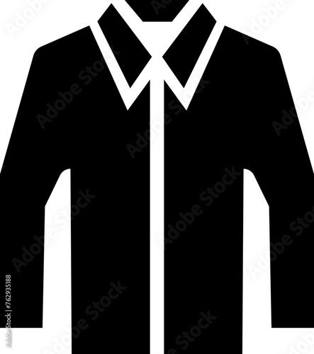 Dress shirt icon, Folded Uniform or Shirt in Glyph Icon, Shirt icon, T-Shirt with long sleeves symbol, Folded shirt thin icon. White classic shirts editable vector isolated on transparent background.