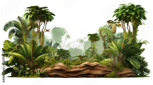 Fototapeta Naklejka Na Ścianę i Meble -  a photo of a jungle image with leaves and trees isolated, png image