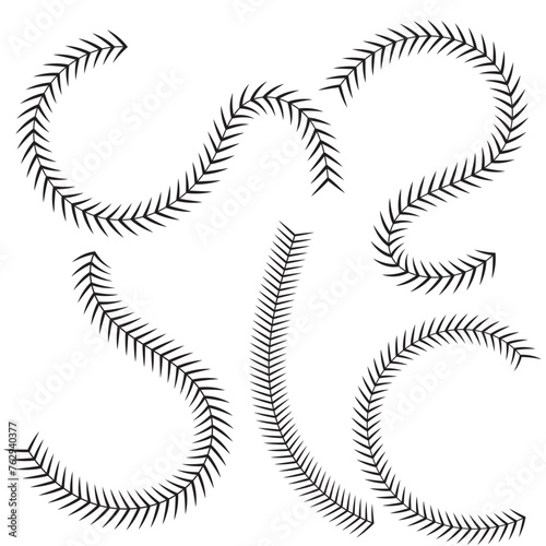 Baseball lacing on white background. Vector. Silhouette and Stiches Clipart
