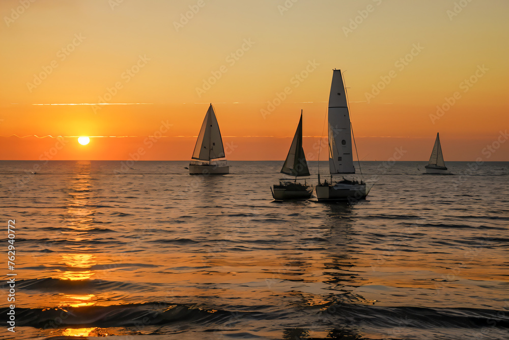 Fototapeta premium sailboat at sunset