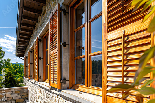  Refurbished wooden shutters with a fresh coat of paint
