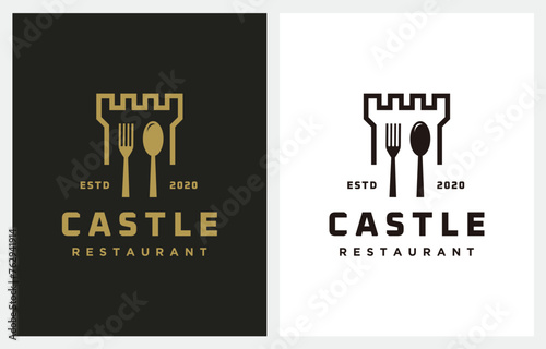 Castle Restaurant Cafe Elegant Logo design