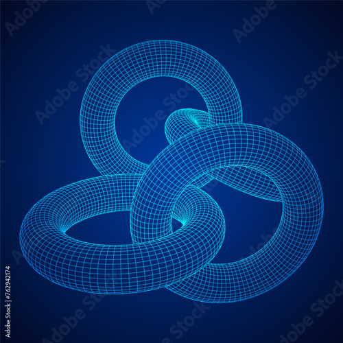 Abstract wireframe torus donuts. Vector technology background. Connection design template.
