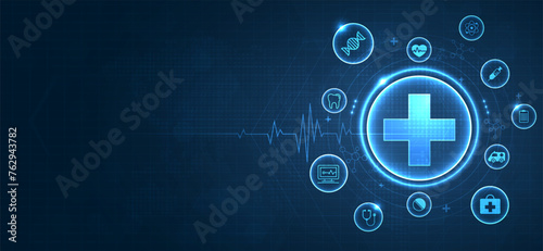 World Health Day is a global health awareness day celebrated every year on 7th April. health care medical science with icon digital technology world concept modern business. vector design