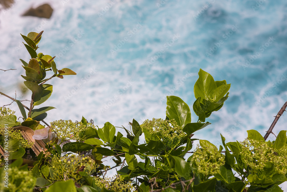 Obraz premium ocean and waves hitting the rocks, sea foam, beautiful landscape