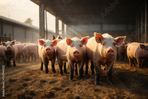 pigs in rural farm pen © free