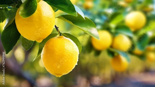 Close-up of Lemon fruits on tree branch